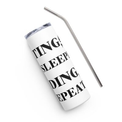 Eating, sleeping, coding, repeating Stainless steel tumbler