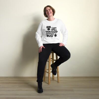 Can't spell 'debugger' without 'bug' Unisex organic sweatshirt