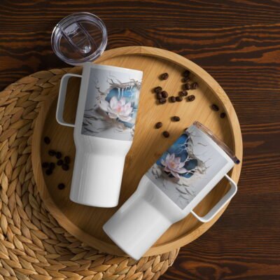 3D Snowfall landscape 25oz travel mug with a handle