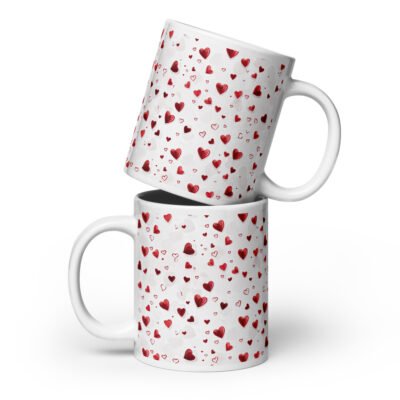 Valentine hearts pattern White glossy mug