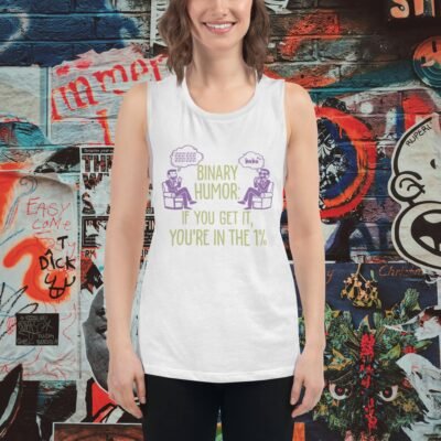 Binary Humor: If You Get It, You’re In The 1% Ladies’ Muscle Tank