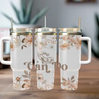 Can Do 40oz Travel Mug With Handle and Straw