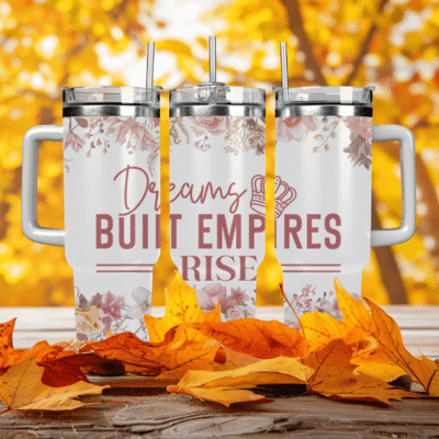 Dreams Built Empires Rise 40oz Travel Mug With Handle and Straw