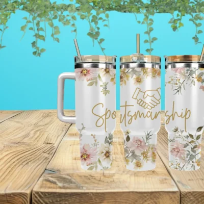 Sportsmanship 40oz Travel Mug With Handle and Straw