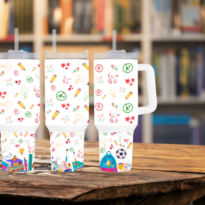 A+ Refreshment Stay Refreshed with Our School-Themed 40oz Travel Mug