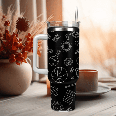 School theme patterned 40OZ Travel Mug