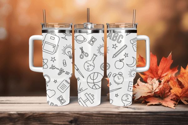 School theme patterned 40OZ Travel Mug
