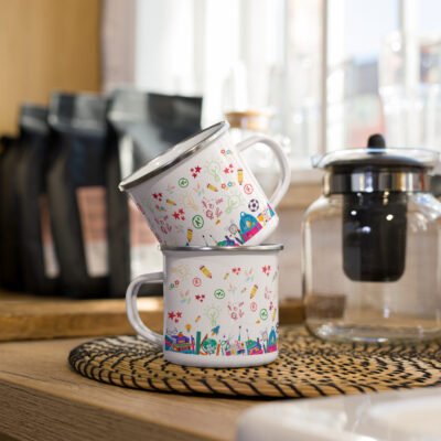 Sipping with Style: The Sip School-Themed Enamel Mug