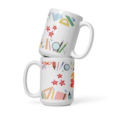 Ceramic White Glossy Mug,11oz and 15oz, Elevate Your Classroom Experience