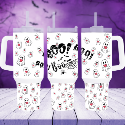 Boo-tiful Sips: 40oz Halloween Travel Mug with Handle
