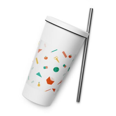 Chalkboard Chic: School-Themed Insulated tumbler with a straw
