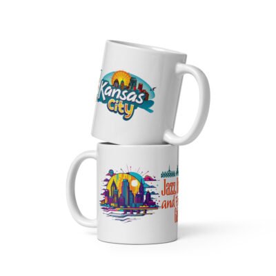 Kansas City White glossy mug