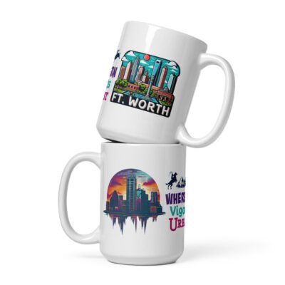 Ft. Worth White glossy mug