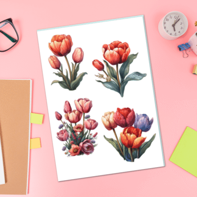 Tulip Sticker Sheet for Scrapbooking (A4 / 8"x12")