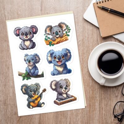 Cute Baby Koala Stickers Bundle, Tropical Koala Graphic - Playful Koala Stickers (A4 / 8"x12")