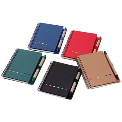Hard Cover Kraft Paper Spiral Notepad with Loose Leaf Coil Binding - 12x9 cm