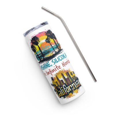 Stainless steel tumbler, 20oz - California: "Sunshine, Silicon, and the Infinite Horizon"