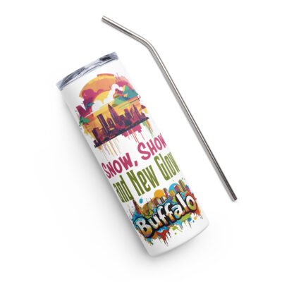 Stainless steel tumbler, tumbler gift - Buffalo: Snow, Show, and New Glow