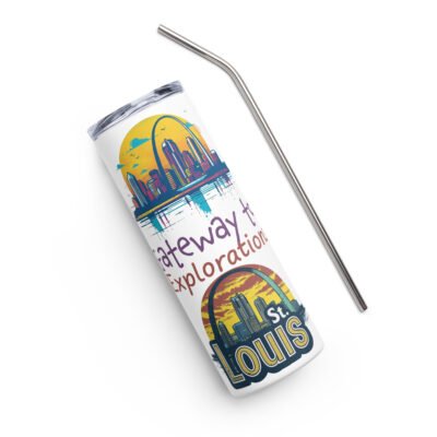Stainless steel tumbler, 20oz, tumbler gift - St. Louis: Gateway to Explorations
