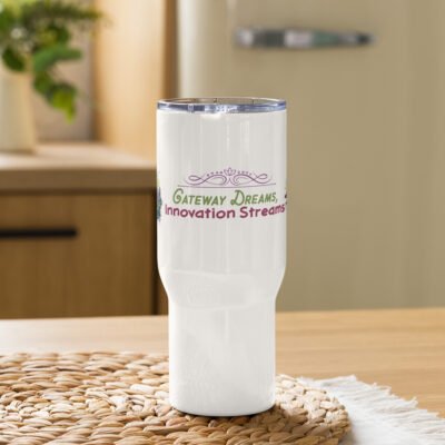 Travel mug with a handle and straw, 25oz and 40oz Mug - Missouri: Gateway Dreams, Innovation Streams - 25 oz