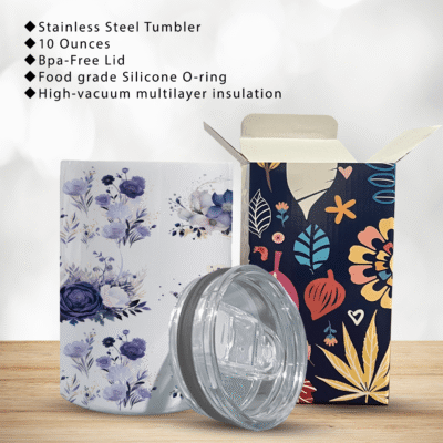 Blooming Beauty 10oz Floral Tumbler | Insulated Travel Cup – Hot & Cold with BPA-Free Lid- Set of 4 Designs